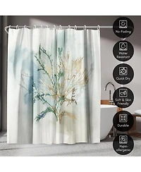 71x74 Coastal Shower Curtain - Green Coral by Pi Creative Art