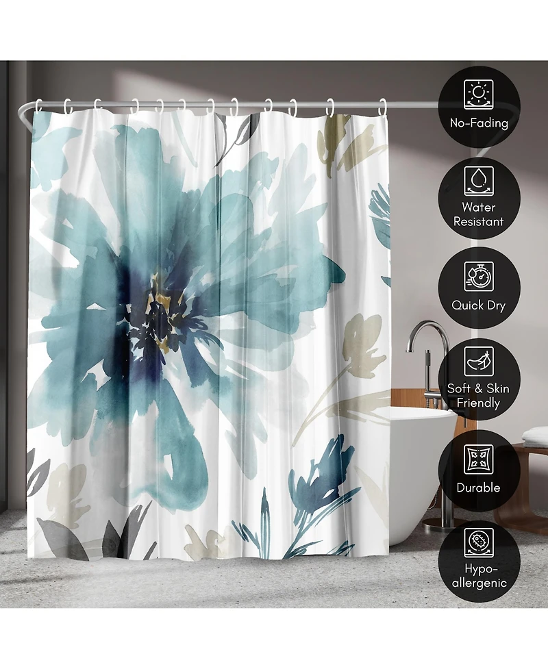 71x74 Floral Shower Curtain - Finesse by Pi Creative Art