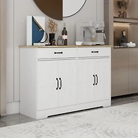 Streamdale Furniture Farmhouse Buffet Cabinet with Drawers and Doors - White