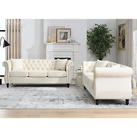 Streamdale Furniture 3-Seater + 3-Seater Combination Sofa.Beige Velvet