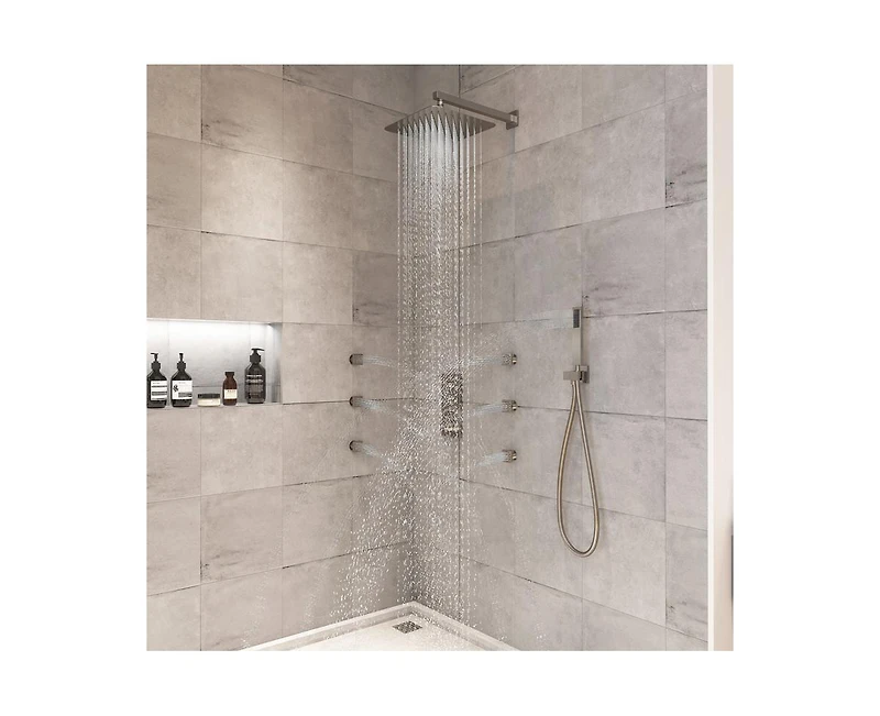 Casainc 3 Functions 12 Inch Wall Mount Thermostatic Shower System with 6 Body Jets