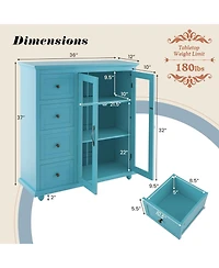 Sugift Buffet Sideboard Table Kitchen Storage Cabinet with Drawers and Doors
