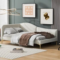 Streamdale Twin Size Upholstered Daybed With Headboard And Armrest, Support Legs