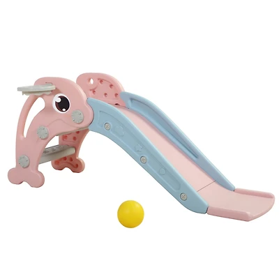 Streamdale Colorful Dolphin 2-in-1 Slide and Basketball Playset for Toddlers