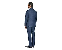 Slim Fit 3PC Tailored Blue Check Men's Suit