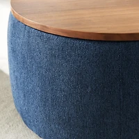 Streamdale Round Storage Ottoman, 2 In 1 Function, Work As End Table And Ottoman