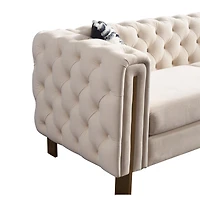 Simplie Fun Modern Velvet Sofa Cream