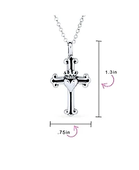 Bling Jewelry Ancient Saint James Fleur De Lis Cross Pendant Necklace in Oxidized Silver