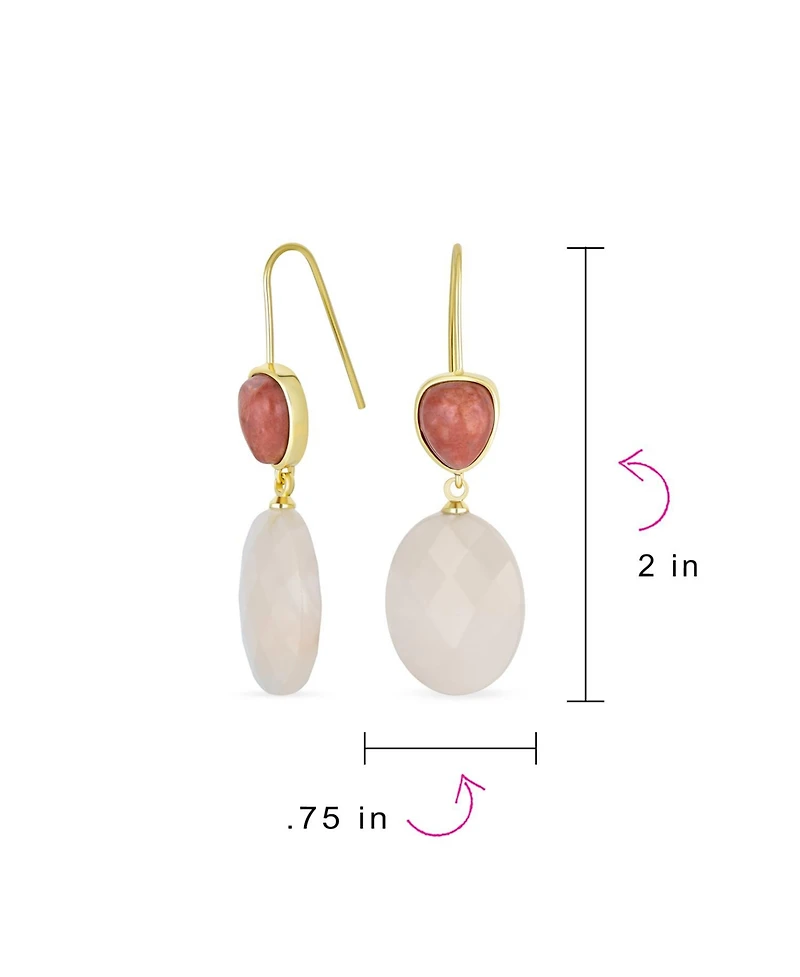 Bling Jewelry Elegant Teardrop Accent Natural Briolette Stone Faceted Oval Drop Earrings Yellow Gold Plated Fish Hook
