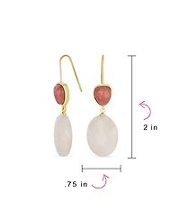 Bling Jewelry Elegant Teardrop Accent Natural Briolette Stone Faceted Oval Drop Earrings Yellow Gold Plated Fish Hook
