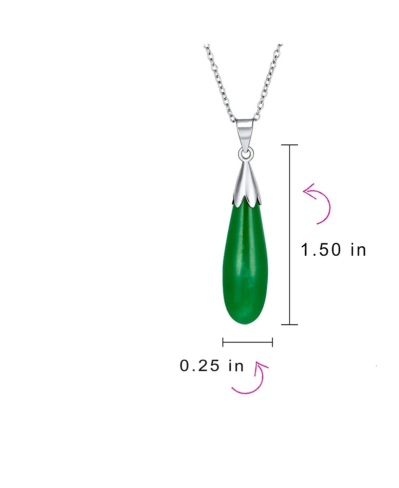 Bling Jewelry Elongated Teardrop Natural Stone Pendant Necklace in Sterling Silver