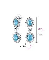 Bling Jewelry Art Deco Style Crown Halo Oval Cubic Zirconia Green Cz Fashion Dangle Drop Earrings Prom Rhodium Plated