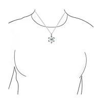Bling Jewelry Blue Holiday Party Jewelry Set Cz Snowflake Earrings & Necklace Brooch Pin