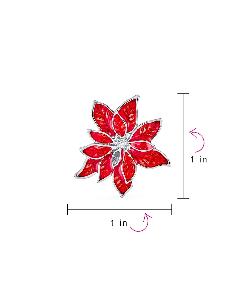 Bling Jewelry Large Statement Poinsettia Brooch Clip-On Earrings Christmas Jewelry Set Gold Plated