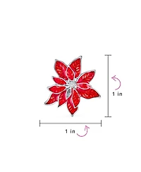 Bling Jewelry Large Statement Poinsettia Brooch Clip-On Earrings Christmas Jewelry Set Gold Plated