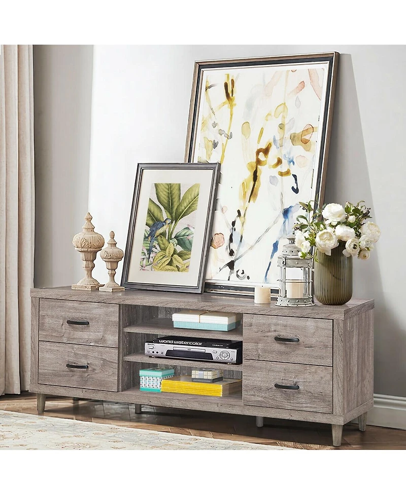 70-Inch Modern Tv Stand Mid-Century Entertainment Center with Storage for 65"/75" TVs