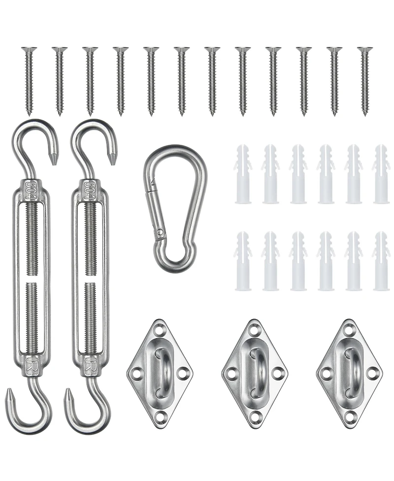 Triangle Sun Shade Sail Hardware Kit 304 Anti-Rust Stainless Steel Outdoor Yard