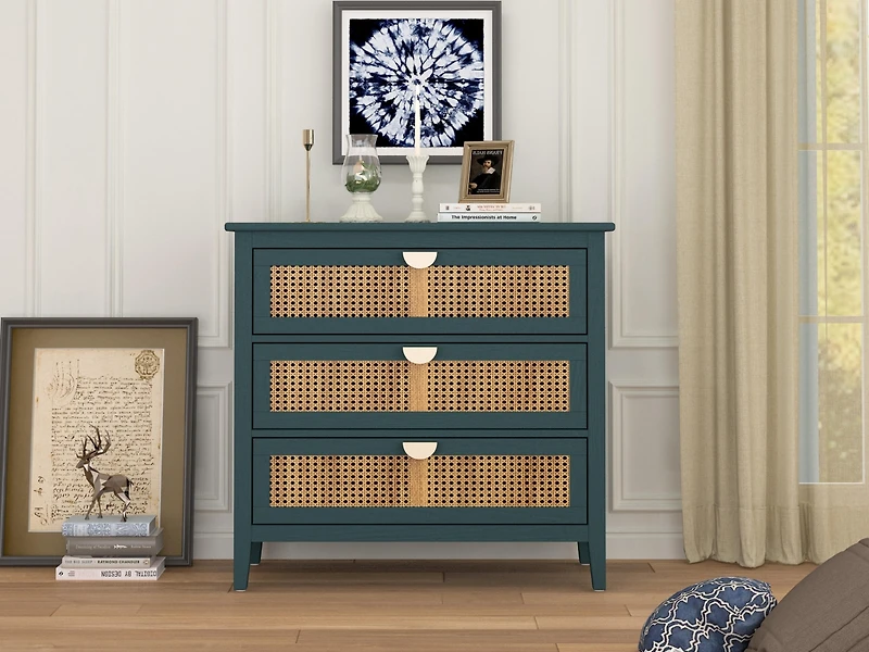 Streamdale Natural Rattan 3-Drawer Cabinet