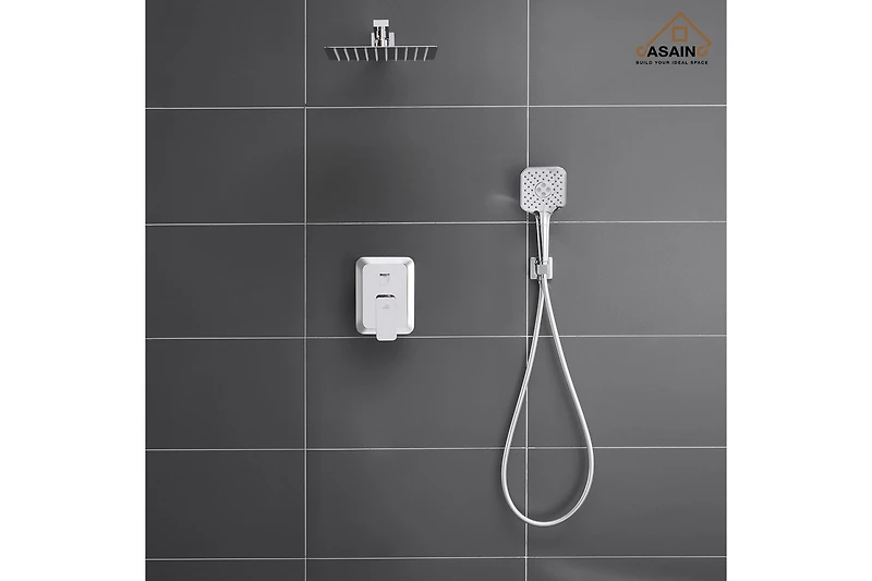 Casainc 10 Inch Wall Mounted Square Shower System Set with Handheld Spray