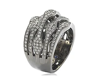 Suzy Levian New York Sterling Silver Cubic Zirconia Blackened Multi-Level Ring