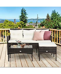 Sugift 3 Pieces Patio Furniture Conversation Sets with 5 Cozy Cushions