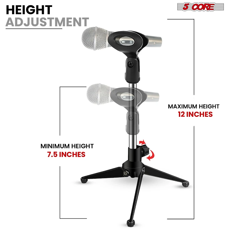 5 Core Desktop Mic Stand Tripod Universal Desk Microphone Holder Table Top Stands