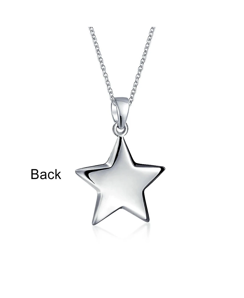 Bling Jewelry Minimalist American Usa Patriotic Celestial Rock Star Super Dangling Star Pendant Necklace Sterling Silver
