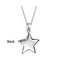 Bling Jewelry Minimalist American Usa Patriotic Celestial Rock Star Super Dangling Star Pendant Necklace Sterling Silver