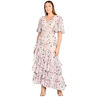Lara Women's Cape Sleeve Print Dress