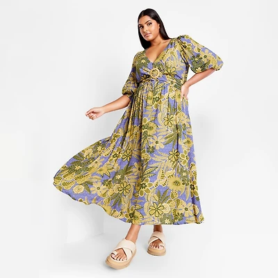 City Chic Plus Daydream Print Maxi Dress