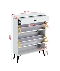 Streamdale Shoe Cabinet, Shoe Storage Shelves, Metal Leg, White