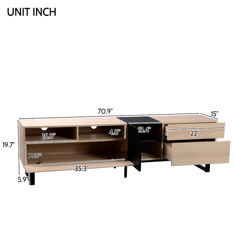 Streamdale 80" Tv Stand with Double Storage & Drop Down Door