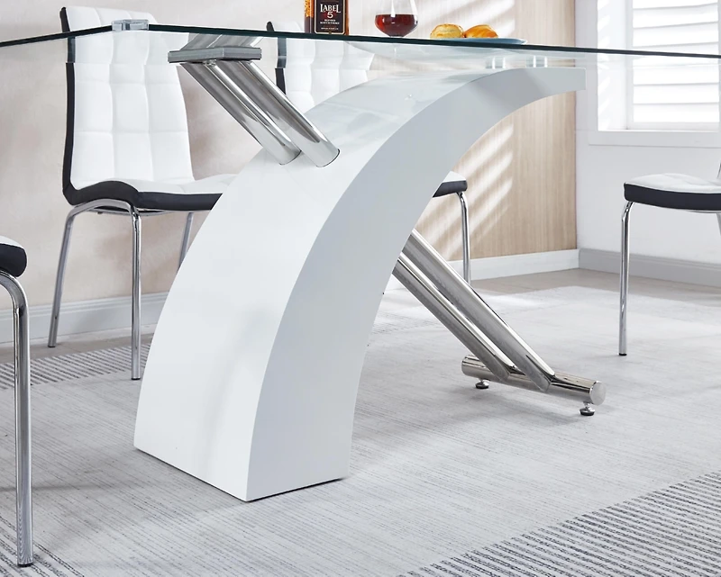Streamdale Luxury Glass Top Dining Table - Modern Design (2 Colors)