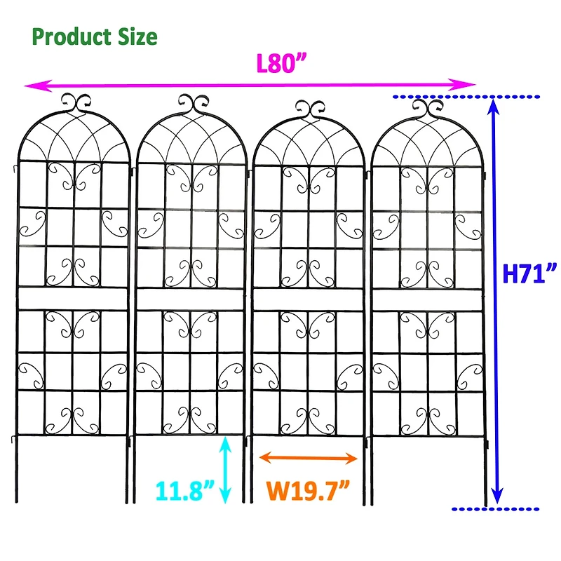 Streamdale Furniture Metal Garden Trellis 71" x 19.7" for Climbing Plants