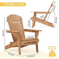 Simplie Fun Wooden Outdoor Folding Adirondack Chair Set Of 2 Wood Lounge Patio Chair For Garden, Garden
