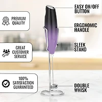 Double Whisk Milk Frother for Coffee With Upgraded Holster Stand