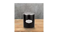 Amici Pet Cavalier Large Metal Canister Treats Jar, 118 oz., Black w/ Silver Lid