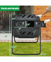 43 Gallon Composting Tumbler Compost Bin with Dual Rotating Chamber
