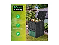 Outdoor Composter with Large Openable Lid and Bottom Exit Door For Garden Use
