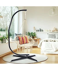 Slickblue Hanging Macrame Hammock Chair with Handwoven Cotton Backrest