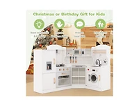 Corner Kids Play Kitchen with Washing Machine & Ice Maker Perfect Gift for Creative Play
