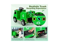 Slickblue 12V Kids Ride-on Garbage Truck with Warning Lights and 6 Recycling Accessories