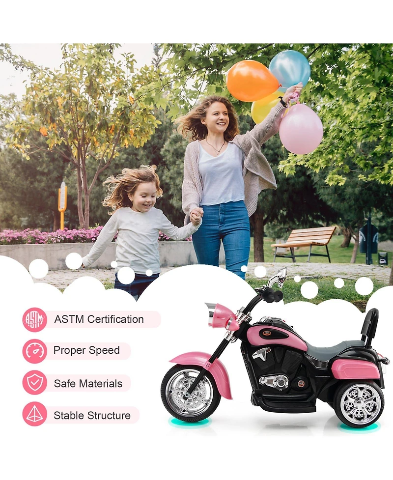 Slickblue 6V Powered Toddler 3-Wheel Motorbike Ride On Toy with Horn and Headlight