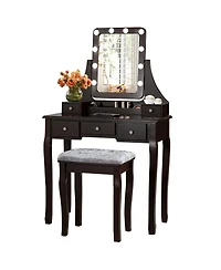 Sugift Vanity Dressing Table Set with 10 Dimmable Bulbs and Cushioned Stool