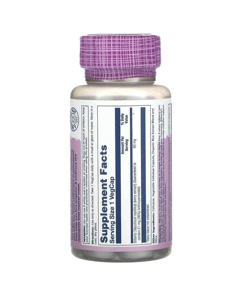 Solaray Vital Extracts Bilberry 60 mg - 60 VegCaps