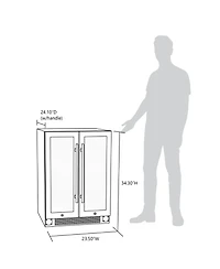 Newair 24 Inch Premium Built-in Dual Zone 20 Bottle and 60 Can French Door Wine and Beverage Fridge in Stainless Steel with SplitShelf and Beech Wood
