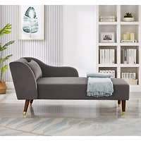 Streamdale Furniture Modern Chaise Lounge Chair Velvet Upholstery (Grey)