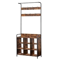 Hall Tree Coat Rack with 7 Hooks and Storage