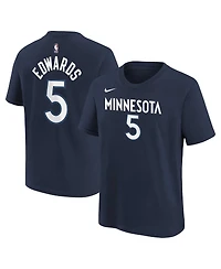 Nike Big Boys and Girls Anthony Edwards Navy Minnesota Timberwolves Icon Name Number T-Shirt