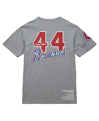 Mitchell & Ness Men's Hank Aaron Heather Gray Atlanta Braves Cooperstown Collection Legends T-Shirt